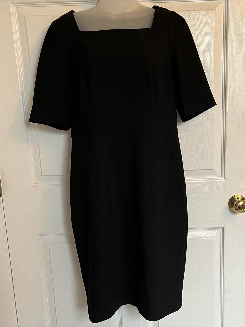 Ann Taylor Seasonless Stretch Square Neck Elbow Sleeve Sheath Dress 10